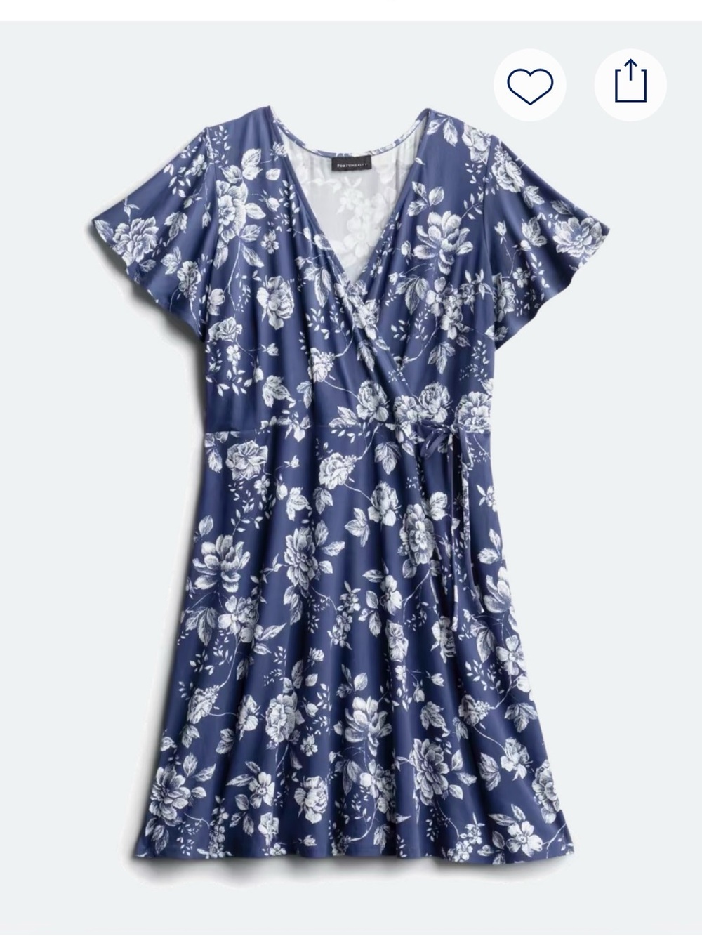 Plus size Faux Wrap Dress in Navy